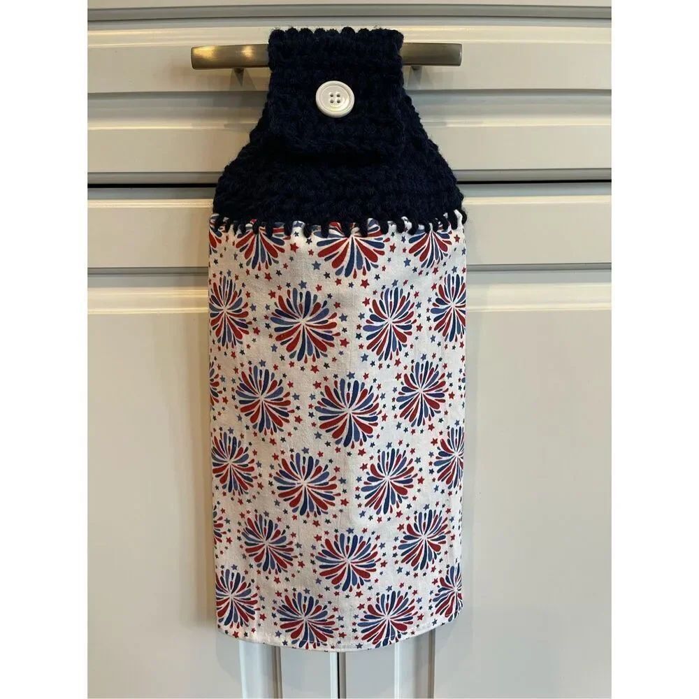 Crochet Top Kitchen Towel- Fireworks
